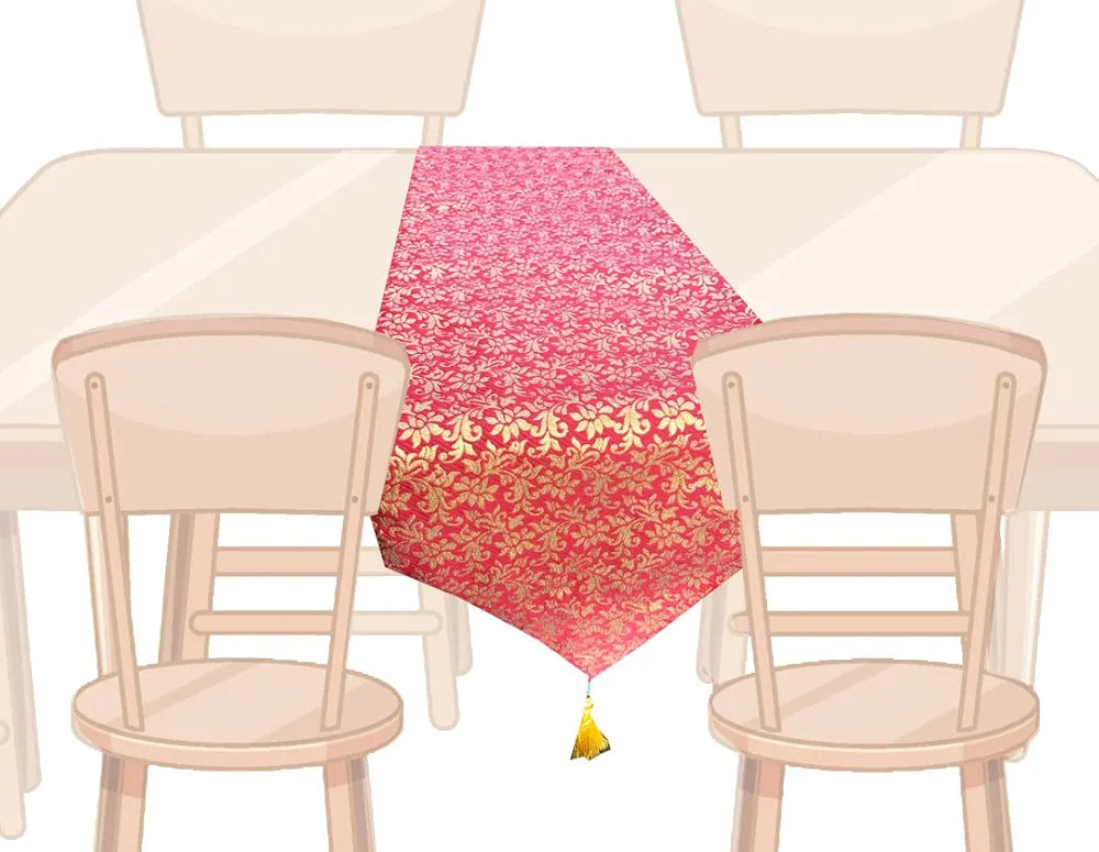 Pink Parrot-designer Durable Dopian Silk Table Runner Colour Multicolour