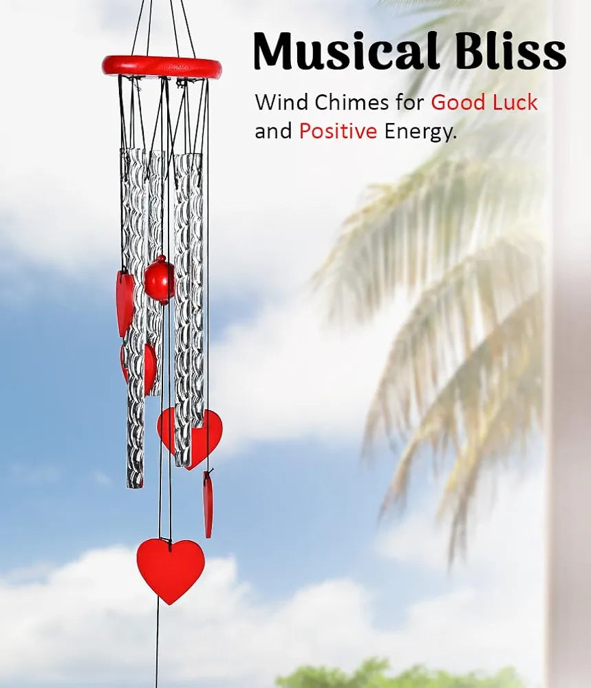 Heart Shape Wind Chime with Silver Pipes Wind Chime -017