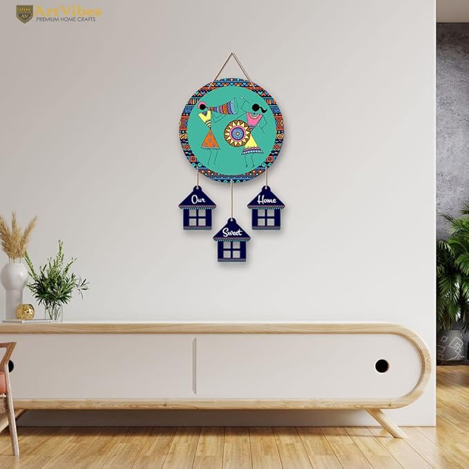 Artvibes Warli Dancing Art Wooden Wall Hanging Decorative Items for Home