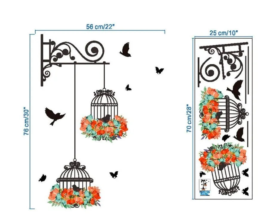 Xtore Beautiful Bird Cage Vinyl Wall Sticker