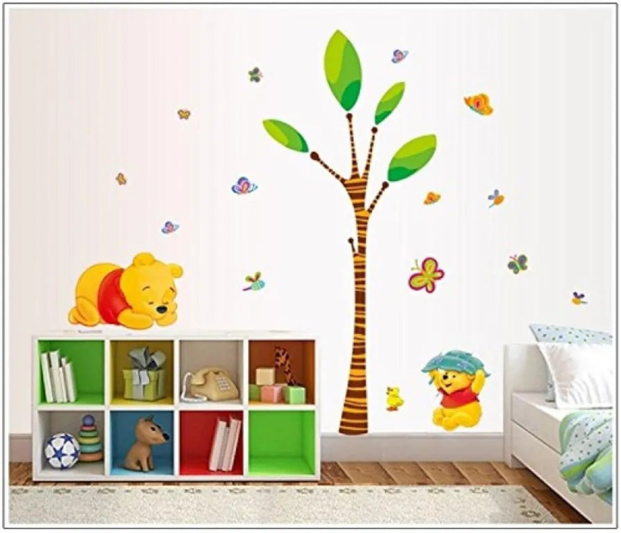 Jaamso Royals Winnie Pooh Butterfly Wall Stickers for Kids Rooms Boys Rooms Décor Wall Decals
