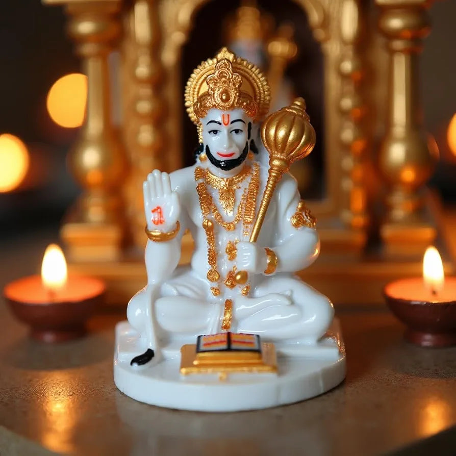 Unovate Lord Hanuman Idol White for Car Dashboard