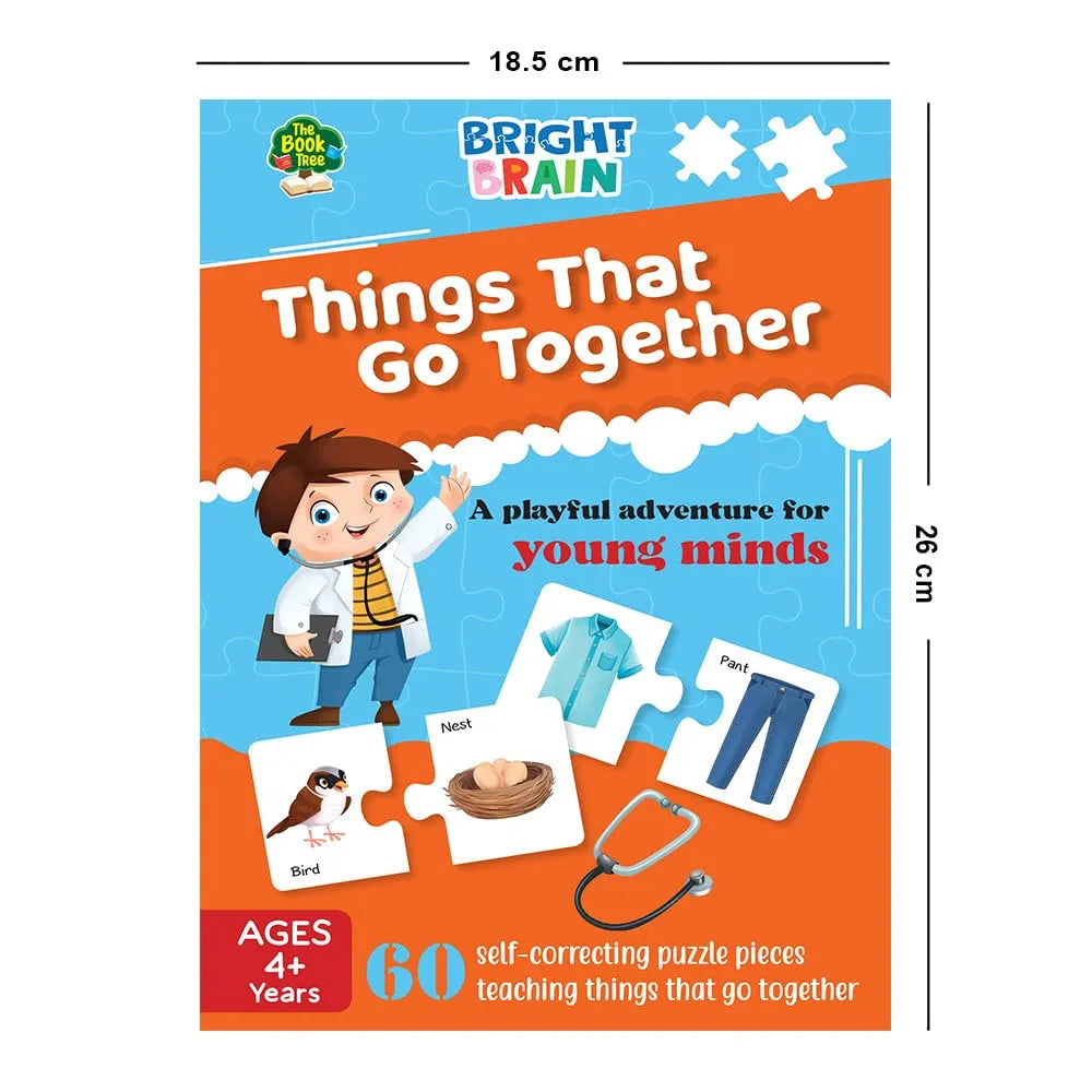 THE BOOK TREE Bright Brain Things That Go Together 60  Piece Jigsaw Puzzle For Preschoolers, Educational Toy For Learning Matching Pictures With It'S Pair By Majestic Book Club, For Kid