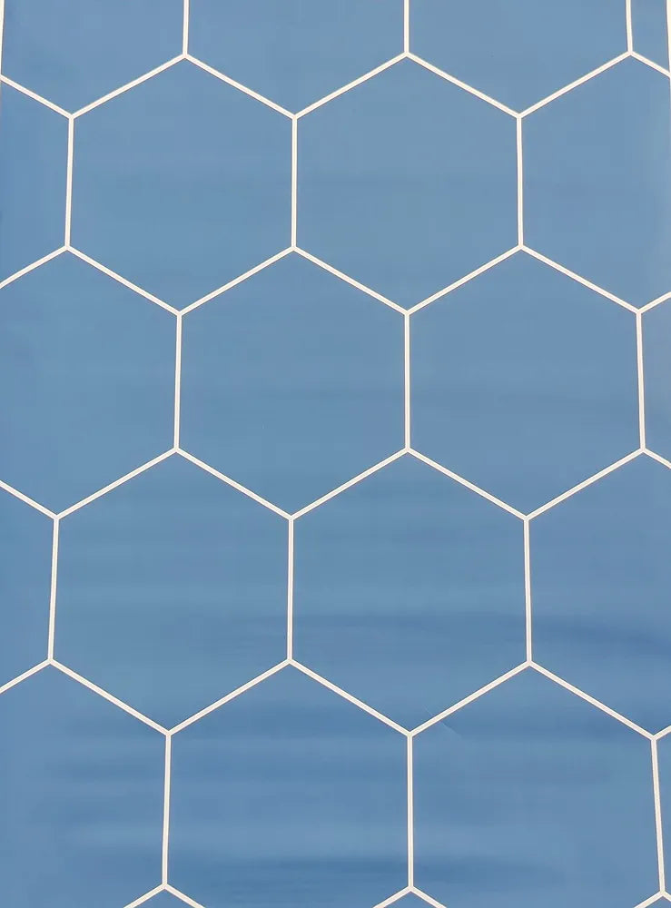 Jaamso Royals Blue Hexagonal Tiles Pvc Flooring Sheets for Floor Self Adhesive Wallpaper