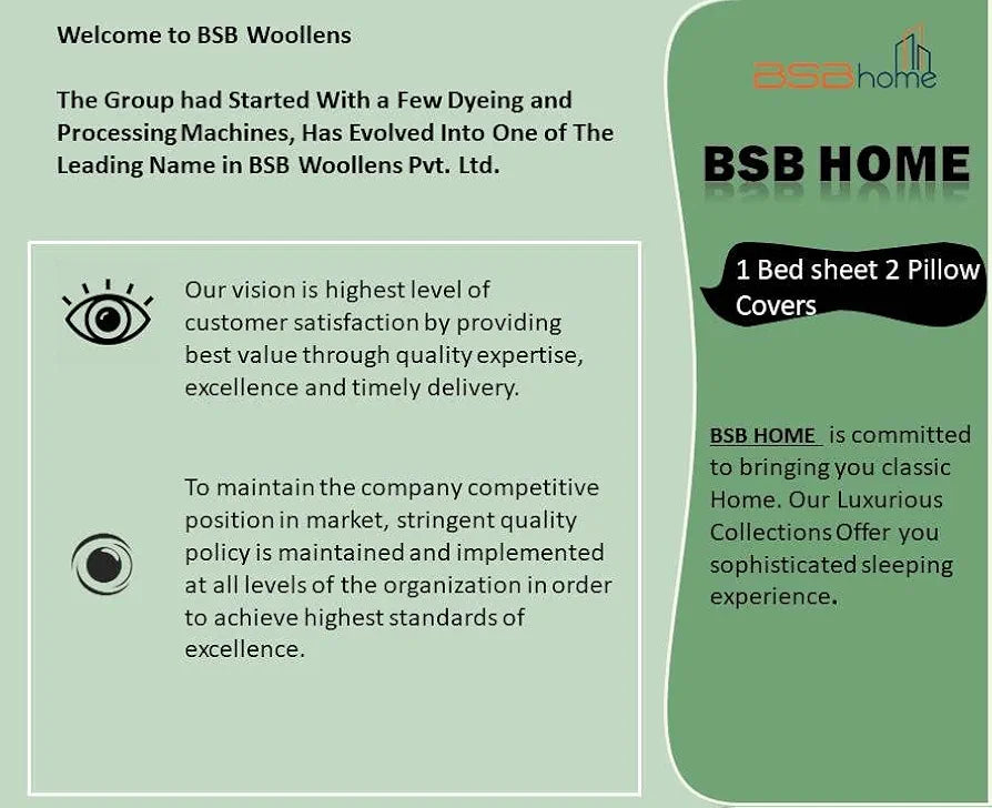 BSB HOME Prime Collections 160tc Pure Microfiber Double Bedsheet with 2 King Size Pillow Covers-Blue & Brown
