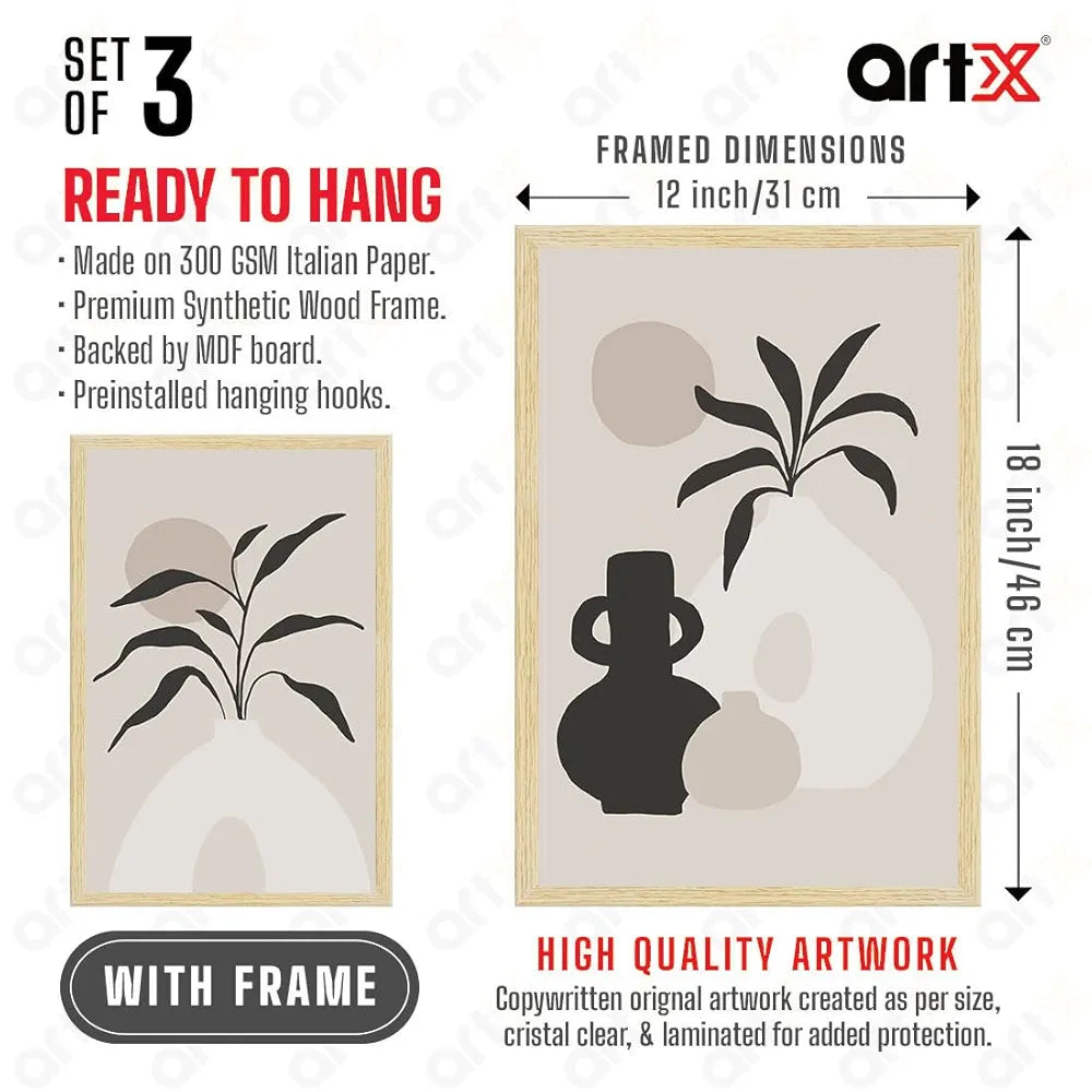 ArtX Paper Flowers Boho Wall Painting Set Of 4