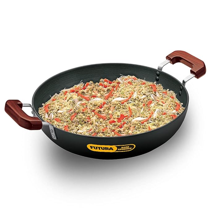 Hawkins Futura 7.5 Litre Deep Fry Pan Hard Anodised Kadai Flat Bottom Kadhai