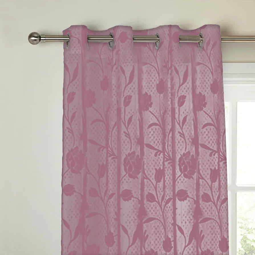Cloth Fusion Sheer Curtain Door 7 Feet Rose-Wine