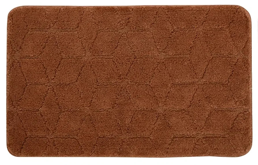 Saral Home Soft Cotton Anti Slip Bathmat with Contour Set Colour Browm