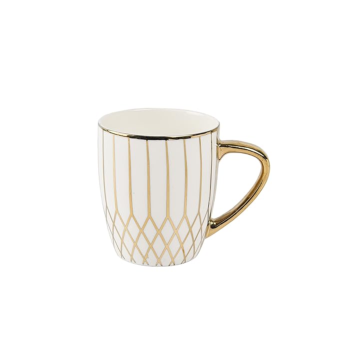 Femora Gloden Branch Pattern Golden Tea Mugs, Ceramic Tea Cups, Coffee Mugs | 160 Ml | Golden | 6 Pcs Set | Not Microwave Safe