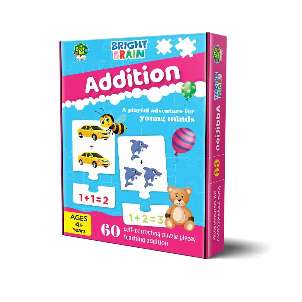 The Book Tree Bright Brain Addition Puzzle – Learn Basic Math with 60 Pieces Puzzle – Fun & Educational for Kids Age 4+ – Educational Toy Birthday Gift for Boys and Girls by Majestic Book Club
