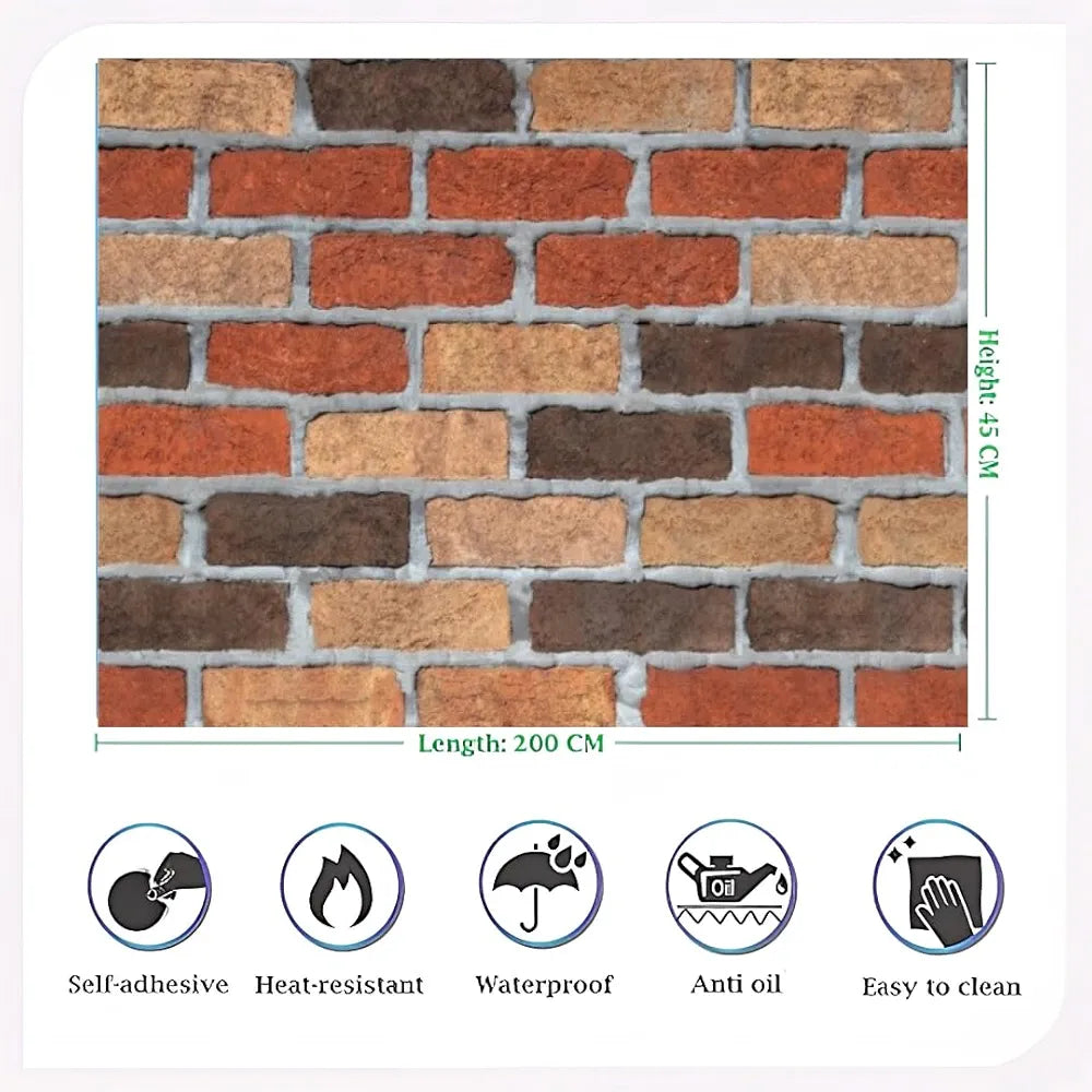 Jaamso Royals Multicolor Ocean Themed Brick Stone Wall Papers 200CM X 45CM