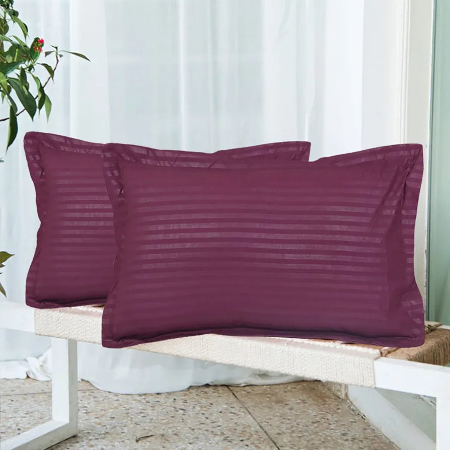 Cloth Fusion Glace Cotton Pillow Cover Set of 2 with Envelope Closure Soft Pillow Wine Colour