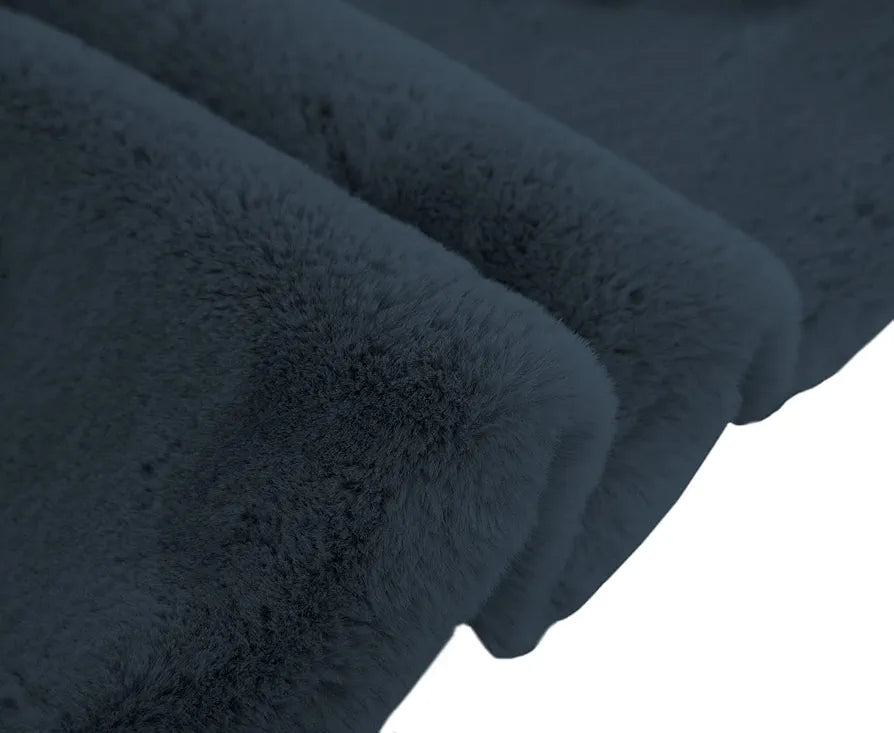 Luxe Home International Rectangular Bath Mat Super Soft Anti Skid Rabbit Fur Mats 40X60 Cm Colour Anthra