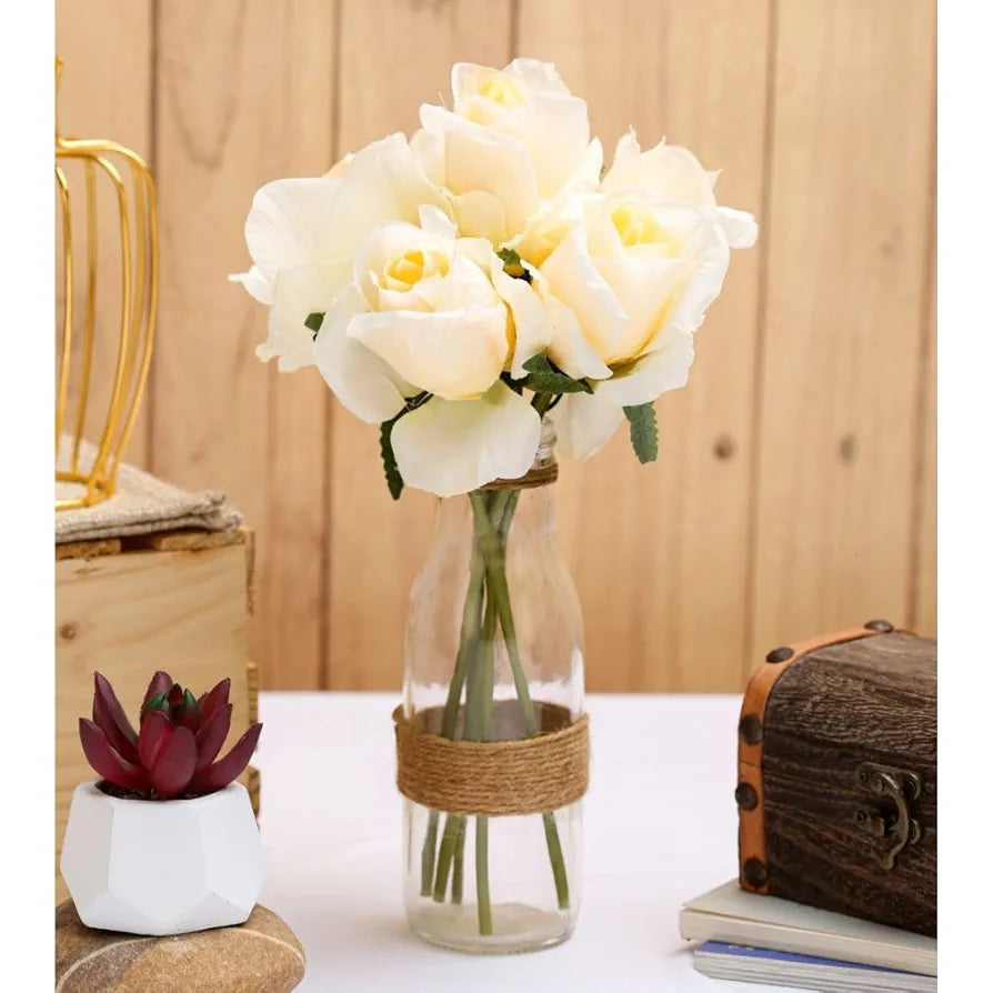 Artificial Rose Flower Fabric Bouquet for Home Decor Pink