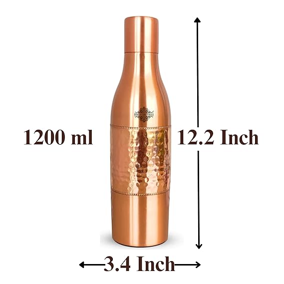 Indian Art Villa Pure Copper Leak Proof Bottle With Half Hammered Dolphin Design
