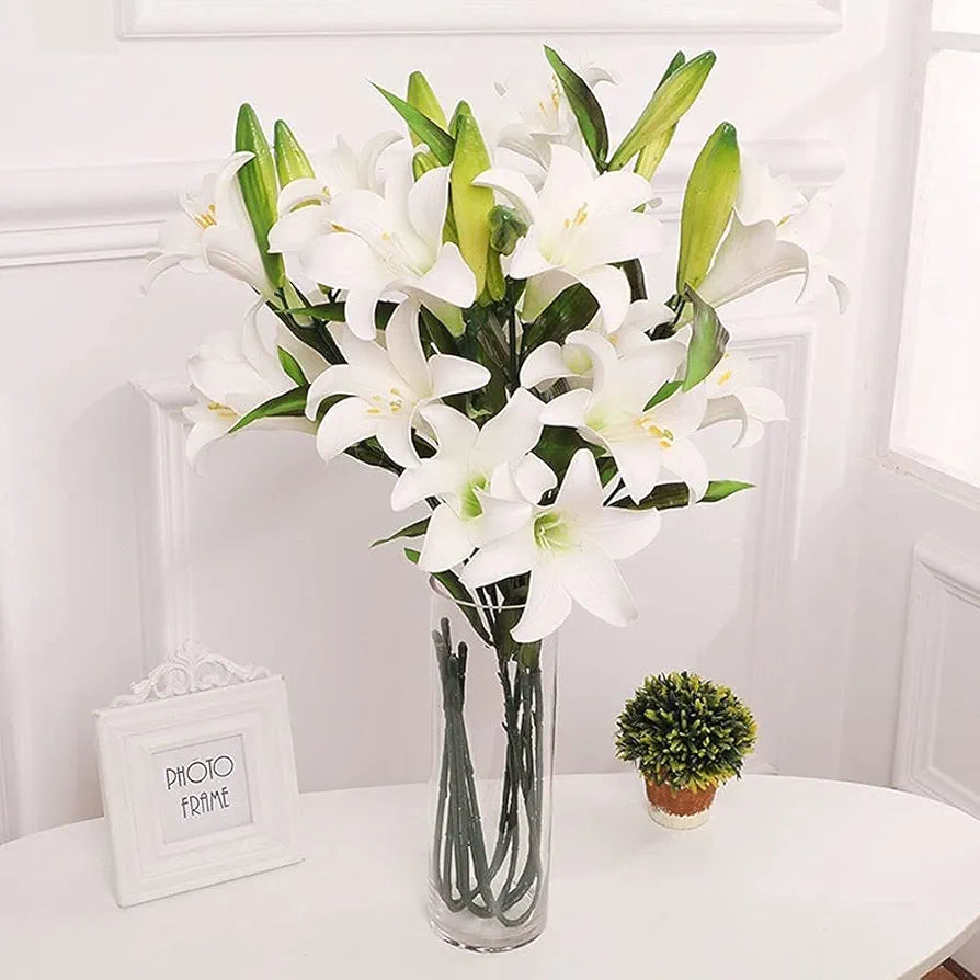 Lily Artificial Foam Flowers Sticks White