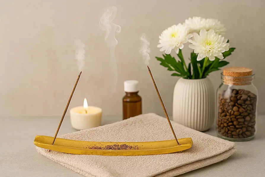 Pure Source India Aluminum Incense Holder Gold