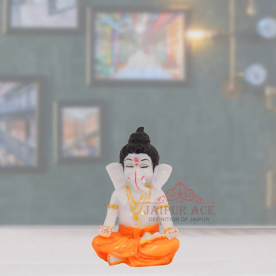 Jaipur Ace Beautiful Vinayak Ji Statue Meditation Ganesha Orange