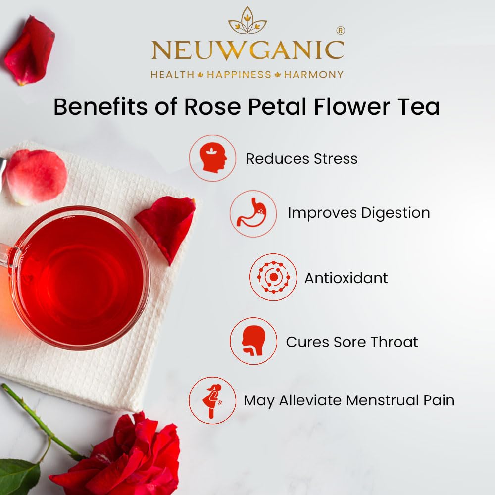 Neuwganic Tea - Rose Petal Green Tea - 50 Grams