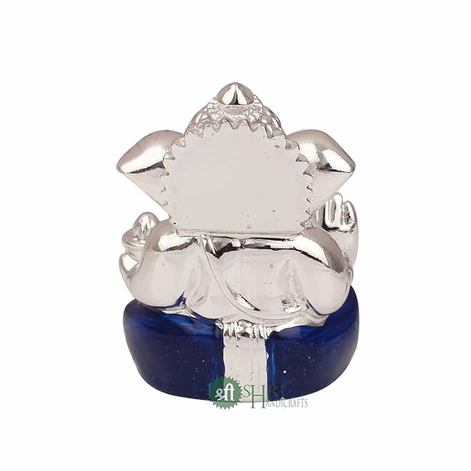 Indicast Hand Carved Silver Plated God Ganesha Resin Idol Sculpture Statue for Home & Office Decor & Gifts