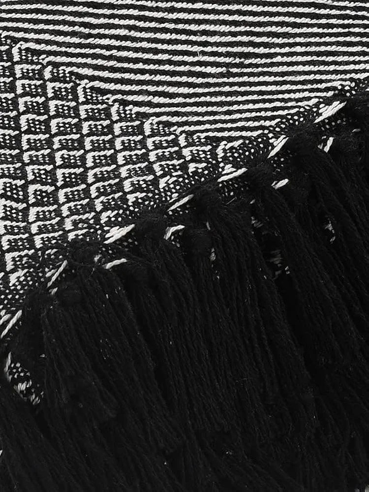 Sashaa World Soft Cotton Throw Blanket Colour Black