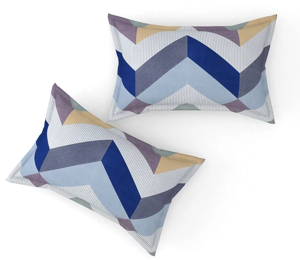 Fresh From Loom Soft Microfiber Fitted Floral Bedsheet King Size Bed With Two Pillow Cover Elastic Fitted 144 Tc Blue Grey