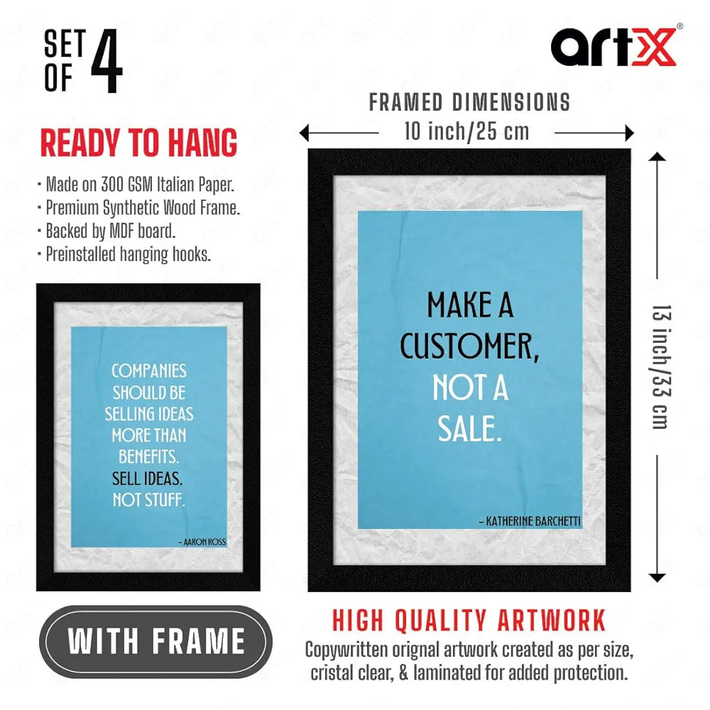 ArtX Paper Business Sales & Marketing Motivational Quotes AXF00193-MOT Wall Frames Set of 4