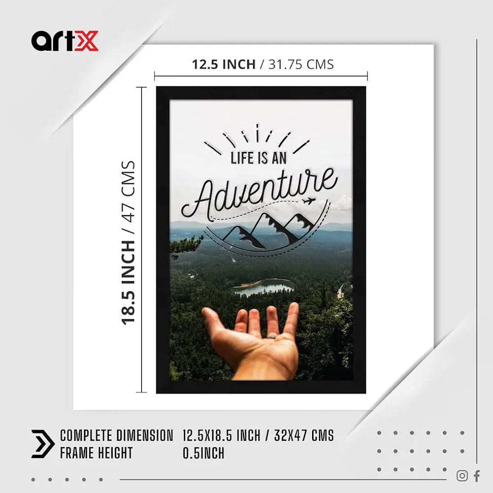 ArtX Paper Life Is An Adventure Motivational Quote Framed Wall Art Painting
