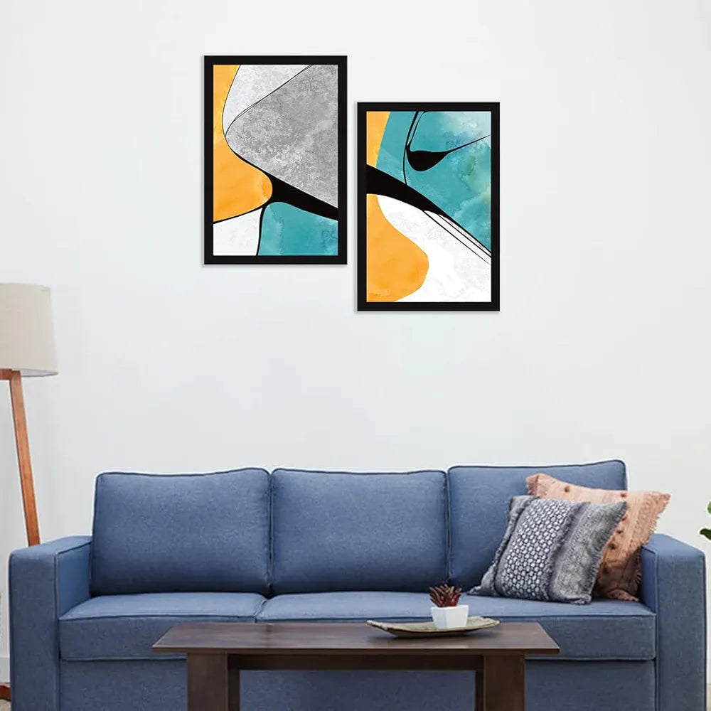 ArtX Paper Scenery Aesthetic Wall Decor Paintings with Frame Set Of 2