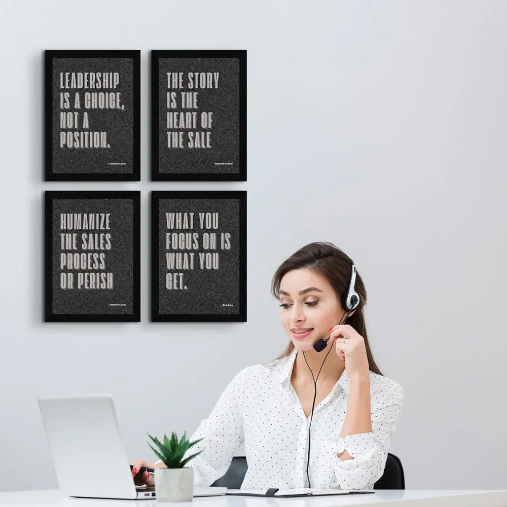 ArtX Paper Business Sales & Marketing Motivational Quotes AXF00192-MOT Wall Frames Set of 4
