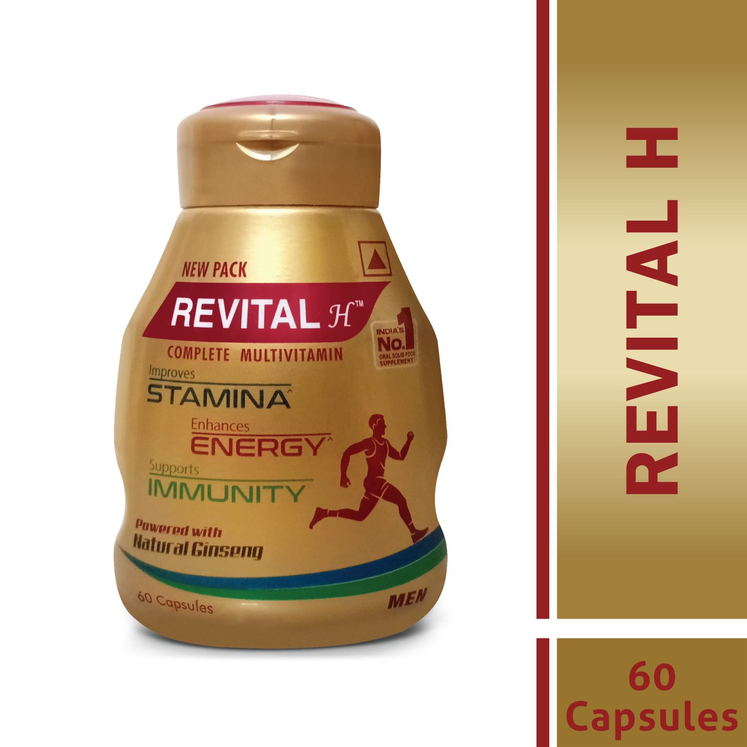 Revital H Men Multivitamin with Calcium, Zinc & Ginseng for Immunity, Strong Bones & Energy