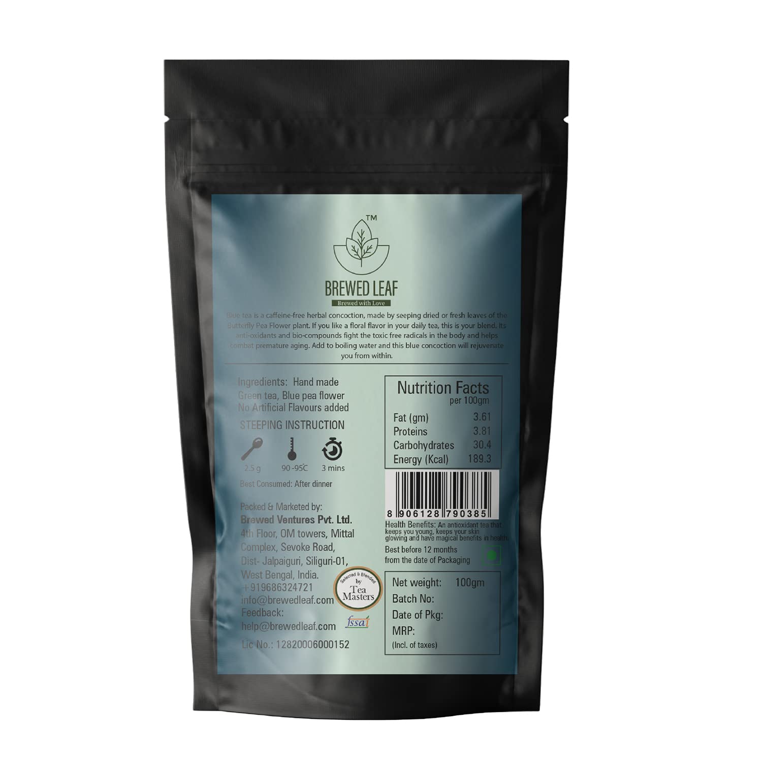 Brewed Leaf Natural and Fresh Blue Heaven Green Tea - 100 gms