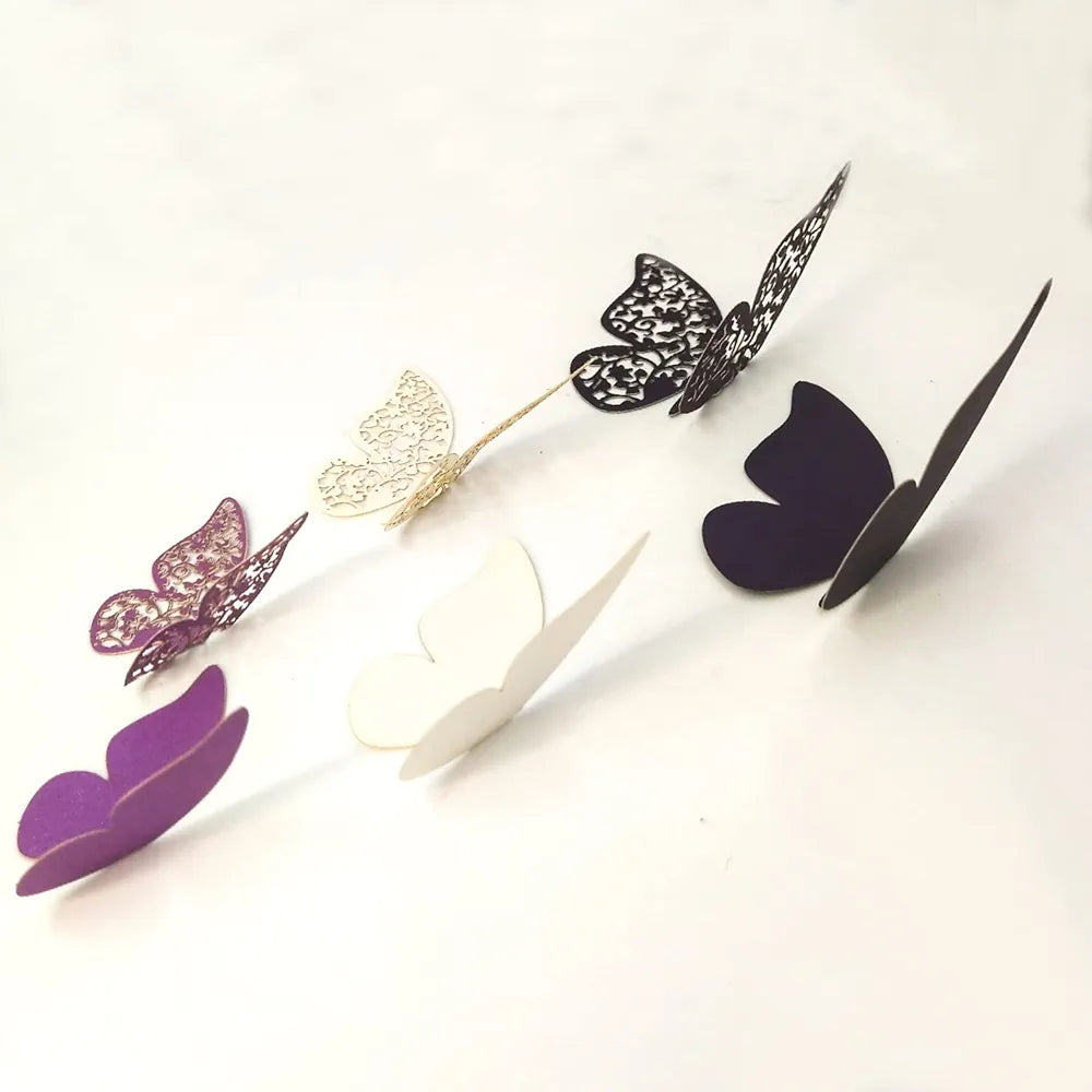 Xtore 120 Pcs Stunning 3D Purple and White Butterfly Wall Decor
