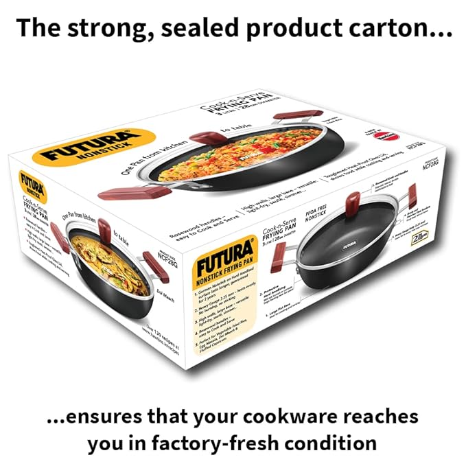 Hawkins Futura 3 Litre Cook n Serve Frying Pan, Non Stick Frying Pan with Glass Lid