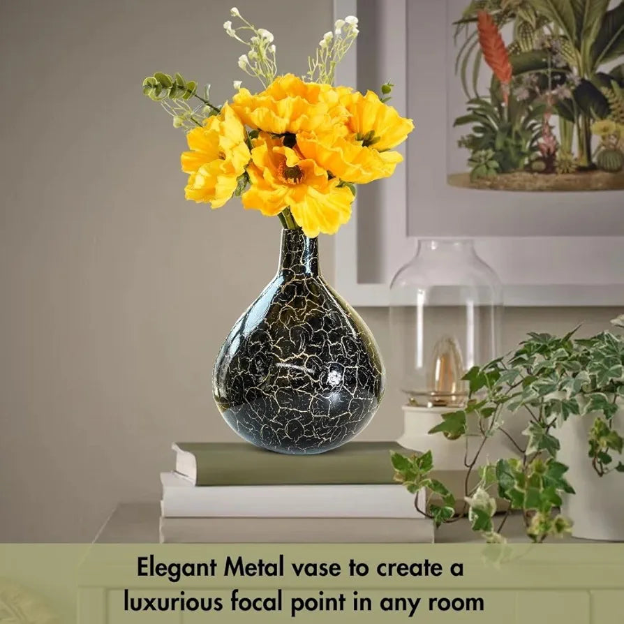 Behoma Metal Flower Vase Crackle Finish Tall Vase Flowers not Included