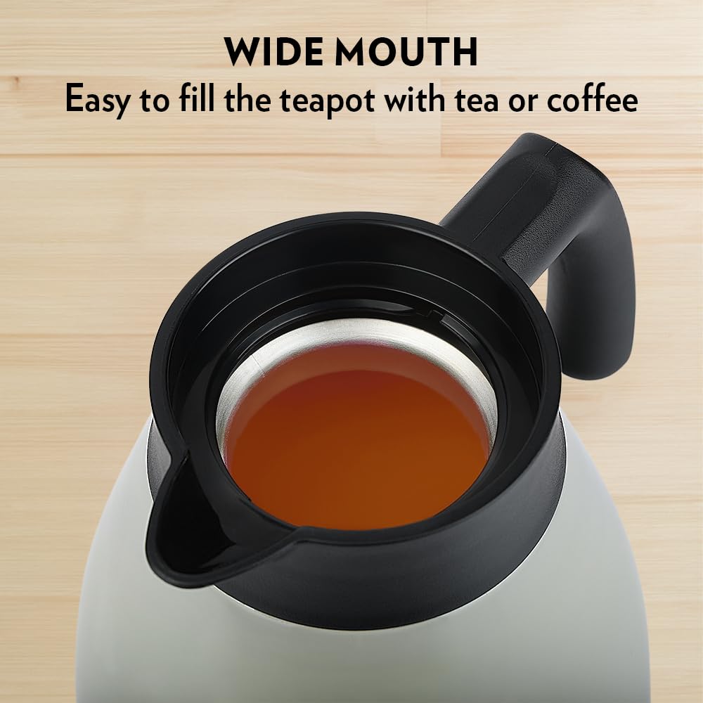 Borosil Stainless Steel Teapot Birch | 1500ml Teapot With Handle