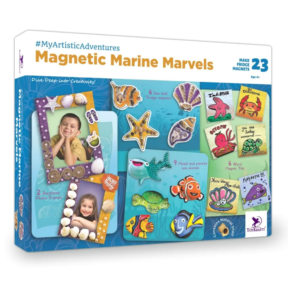 TOYKRAFTT Art and Craft Kit for Girls Boys, Gifts for Kids Aged 5 to 8, Fridge Magnet Kit for Kids - Magnetic Marine Marvels