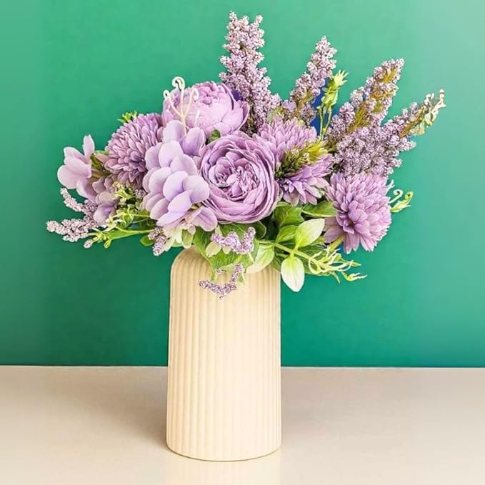 Artificial Multiflora Fake Flowers Bunch Decorative Items Without Vase Pot Purple