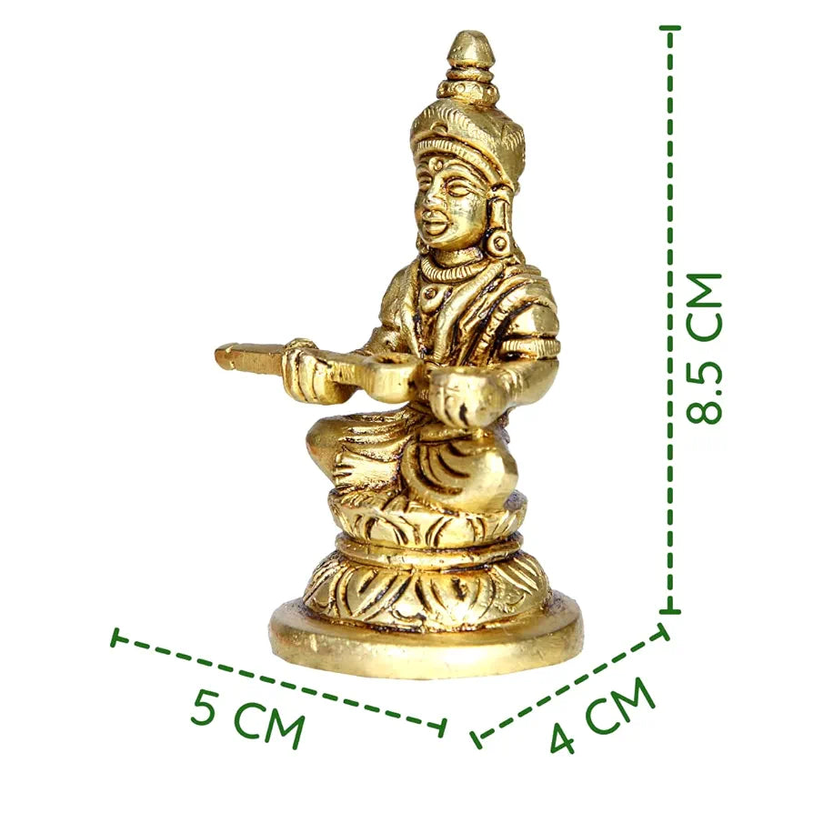 Anciently Brass Annapoorani Statue | Brass Annapurna Devi Idol | Annapurani Silai Brass, 8.5cm Height, Gold Colour - 