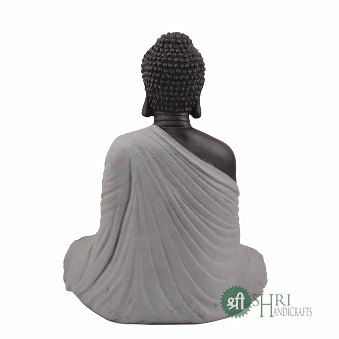 Indicast Polyresin Buddha Idol for Home Decoration | Black and Off White