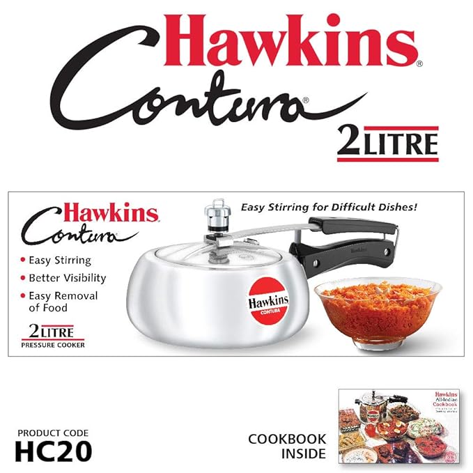 Hawkins Contura Aluminium Inner Lid Pressure Cooker 2 Litre Silver