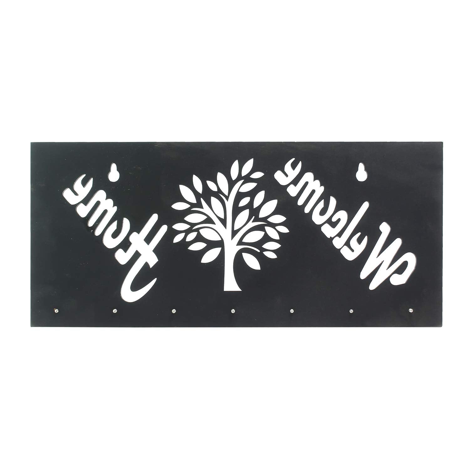 Ecraftindia Welcome Home Theme Wooden Key Holder With 7 Hooks