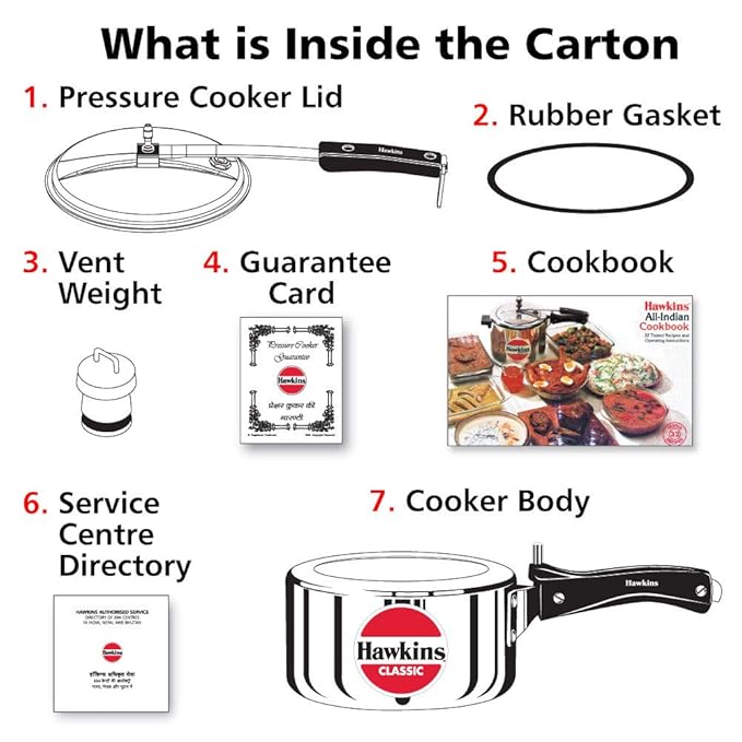 Hawkins Classic Aluminium Inner Lid Pressure Cooker 2 Litre Silver