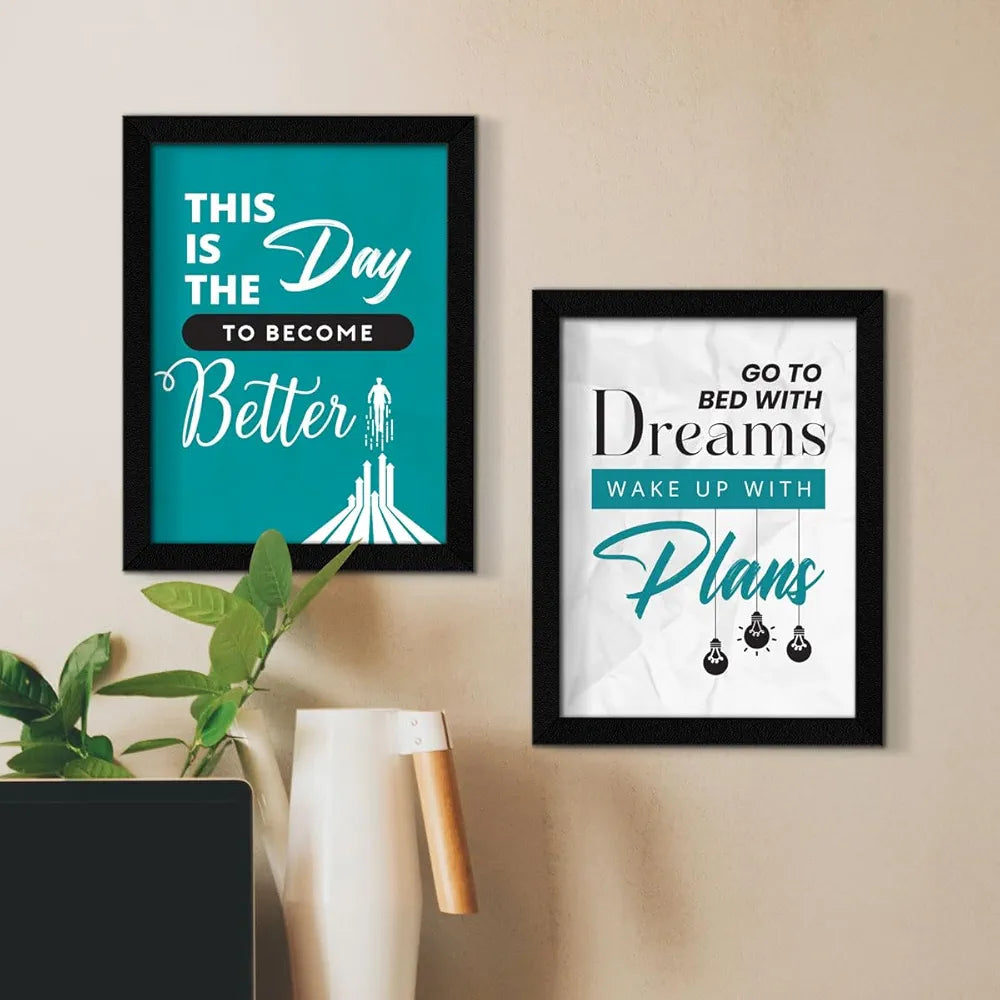 ArtX Paper Dreams Plans Motivational Framed Posters Set of 4