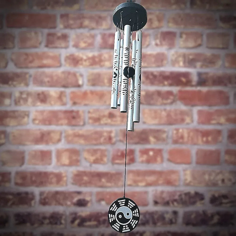 Aluminium Feng Shui Vastu Wind Chime 5 Pipe 45 cm silver