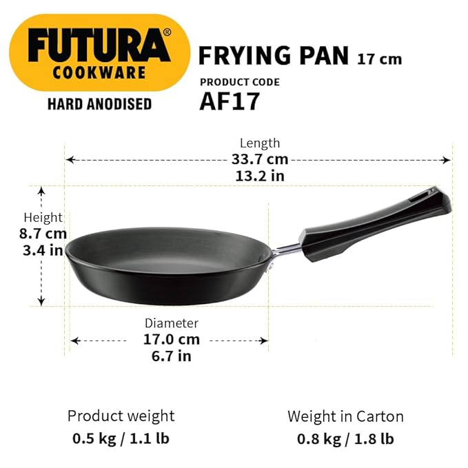 Hawkins Futura 17 cm Frying Pan, Hard Anodised Fry Pan, Small Frying Pan, Black