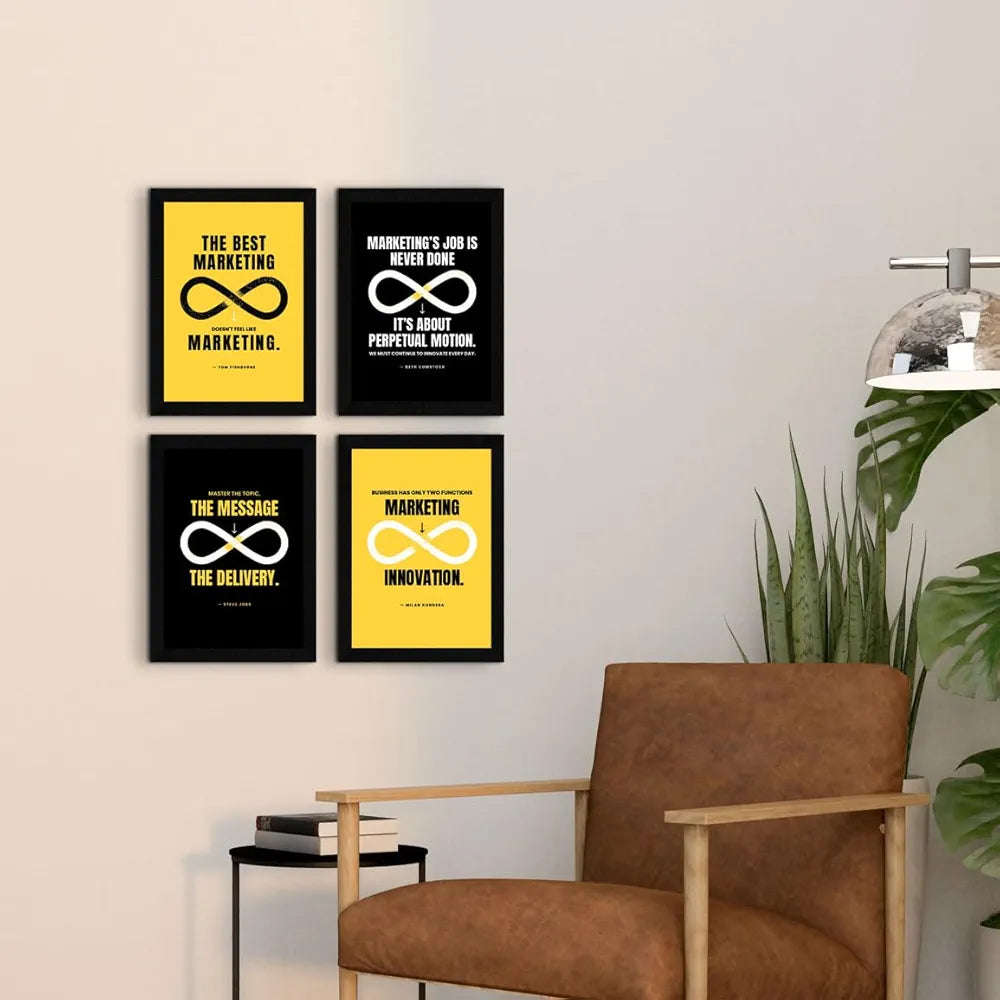ArtX Paper Business Sales & Marketing Motivational Quotes AXF00180-MOT Framed Posters Set of 4