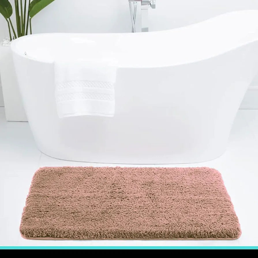 Luxe Home International Microfiber Bath Mat Super Soft Non Slip Vegas Rectangular Mats 45x75 cm Colour Peach