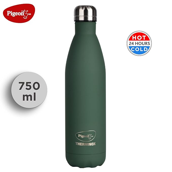 Pigeon by Stovekraft Aqua Olive Stainless Steel Double Water Bottle(Green) - 750 ml